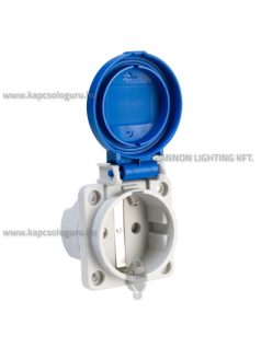   Háztartási dugalj(Schuko, F-típusú) 16A (2P+F), 230V, beépíthető,IP44, kék - IDE ELECTRIC