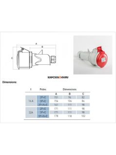   Ipari dugalj (6h) 16A (3P+N+F), 400V, lengő, IP44, piros - IDE ELECTRIC