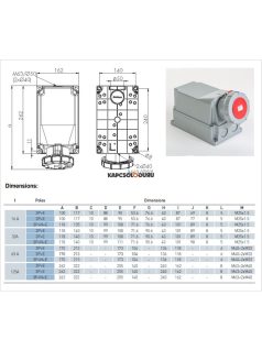  Ipari dugalj (6h) 63A, 5 pólusú (3P+N+F), 400V, fali, ferde, IP67, piros - IDE ELECTRIC