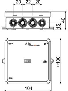   Kötödoboz 100x100x40mm membrános rápattintható fedéllel halogénmentes szürke IP55 - OBO BETTERMANN