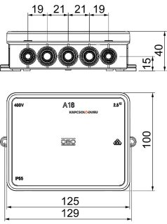   Kötödoboz 125x100x40mm membrános rápattintható fedéllel halogénmentes szürke IP55 - OBO BETTERMANN