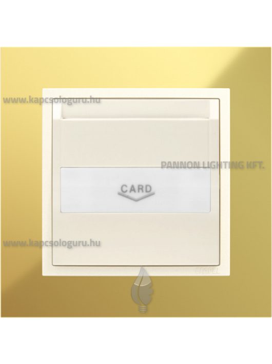Hotelkártya kapcsoló, 10A, IP20, gyöngyházfehér fedőlappal és Metallo arany 1-es kerettel - EFAPEL LOGUS 90