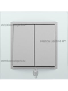   Dupla váltókapcsoló (106/6), 10A, IP20, alumínium fedőlappal és Crystal üveg 1-es kerettel - EFAPEL LOGUS 90