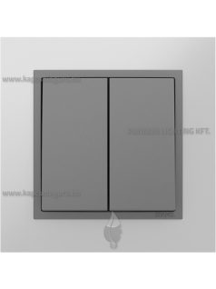   Dupla váltókapcsoló (106/6), 10A, IP20, szürke fedőlappal és Metallo alumínium kerettel - EFAPEL LOGUS 90