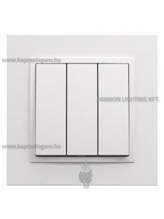   Hármas csillárkapcsoló, 10A, IP20, fehér fedőlappal és Animato 1-es kerettel - EFAPEL LOGUS 90
