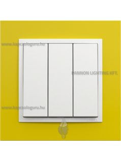   Hármas csillárkapcsoló, 10A, IP20, jégfehér fedőlappal és Animato sárga kerettel - EFAPEL LOGUS 90