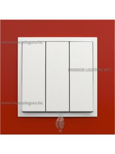   Hármas csillárkapcsoló, 10A, IP20, jégfehér fedőlappal és Animato vörös kerettel - EFAPEL LOGUS 90