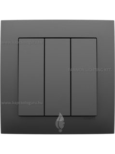   Hármas csillárkapcsoló, 10A, IP20, szürke fedőlappal és Aquarella kerettel - EFAPEL LOGUS 90