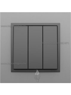   Hármas csillárkapcsoló, 10A, IP20, szürke fedőlappal és Animato alumínium kerettel - EFAPEL LOGUS 90