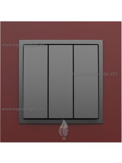   Hármas csillárkapcsoló, 10A, IP20, szürke fedőlappal és Animato bíbor kerettel - EFAPEL LOGUS 90