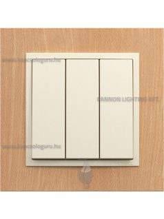   Hármas csillárkapcsoló, 10A, IP20, gyöngyházfehér fedőlappal és Arbore bükk 1-es kerettel - EFAPEL LOGUS 90