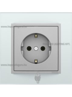   Dugalj (2P+F), csavaros bekötés, 16A, IP20, alumínium fedőlappal és Crystal üveg 1-es kerettel - EFAPEL LOGUS 90