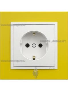   Dugalj (2P+F), csavaros bekötés, 16A, IP20, jégfehér fedőlappal és Animato sárga kerettel - EFAPEL LOGUS 90