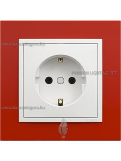   Dugalj (2P+F), csavaros bekötés, 16A, IP20, jégfehér fedőlappal és Animato vörös kerettel - EFAPEL LOGUS 90