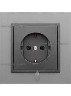   Dugalj (2P+F), rugós bekötés, 16A, IP20, szürke fedőlappal és Animato alumínium kerettel - EFAPEL LOGUS 90