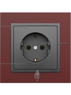   Dugalj (2P+F), rugós bekötés, 16A, IP20, szürke fedőlappal és Animato bíbor kerettel - EFAPEL LOGUS 90