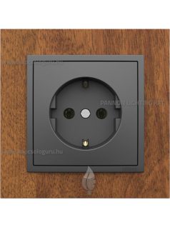   Dugalj (2P+F), rugós bekötés, 16A, IP20, szürke fedőlappal és Arbore mahagóni kerettel - EFAPEL LOGUS 90