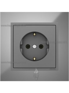   Dugalj (2P+F), rugós bekötés, 16A, IP20, szürke fedőlappal és Metallo króm kerettel - EFAPEL LOGUS 90