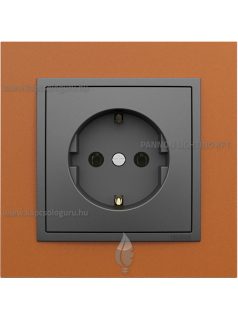   Dugalj (2P+F), csavaros bekötés, 16A, IP20, szürke fedőlappal és Animato téglavörös kerettel - EFAPEL LOGUS 90