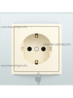   Dugalj (2P+F), rugós bekötés, 16A, IP20, gyöngyházfehér fedőlappal és Crystal üveg kerettel - EFAPEL LOGUS 90