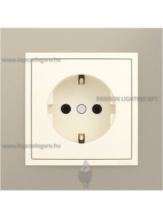   Dugalj (2P+F), csavaros bekötés, 16A, IP20, gyöngyházfehér fedőlappal és Metallo titánium kerettel - EFAPEL LOGUS 90