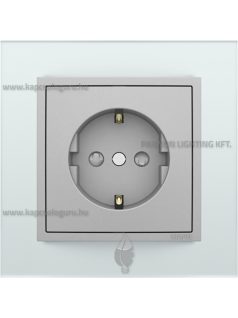   Dugalj (2P+F), rugós, 16A, biztonsági zsaluval, IP20, alumínium fedőlappal és Crystal üveg 1-es kerettel - EFAPEL LOGUS 90