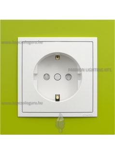   Dugalj (2P+F), rugós bekötés, 16A, biztonsági zsaluval, IP20, jégfehér fedőlappal és Animato zöld kerettel - EFAPEL LOGUS 90