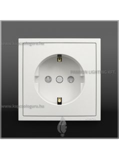   Dugalj (2P+F), csavaros 16A, biztonsági zsaluval, IP20, jégfehér fedőlappal és Crystal fekete üveg kerettel - EFAPEL LOGUS 90