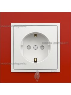   Dugalj (2P+F), rugós bekötés, 16A, biztonsági zsaluval, IP20, jégfehér fedőlappal és Animato vörös kerettel - EFAPEL LOGUS 90