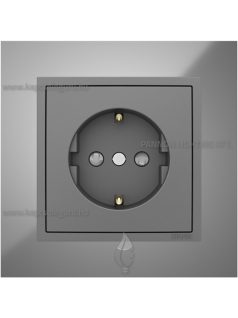   Dugalj (2P+F), csavaros, 16A, biztonsági zsaluval, IP20, szürke fedőlappal és Metallo króm kerettel - EFAPEL LOGUS 90