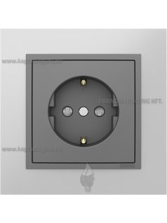   Dugalj (2P+F), rugós bekötés, 16A, biztonsági zsaluval, IP20, szürke fedőlappal és Metallo alumínium kerettel - EFAPEL LOGUS 90