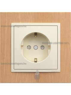  Dugalj (2P+F), rugós, 16A, biztonsági zsaluval, IP20, gyöngyházfehér fedőlappal és Arbore bükk 1-es kerettel - EFAPEL LOGUS 90