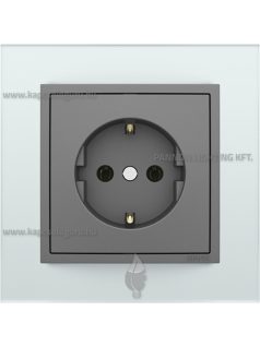   Dugalj (2P+F), csavaros bekötés, 16A, IP20, szürke fedőlappal és Crystal üveg kerettel - EFAPEL LOGUS 90