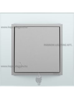   Nyomókapcsoló (101N), 10A, lámpa jellel, IP20, alumínium fedőlappal és Crystal üveg 1-es kerettel - EFAPEL LOGUS 90