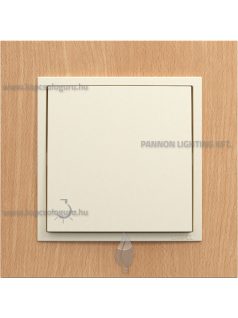   Nyomókapcsoló (101N), 10A, lámpa jellel, IP20, gyöngyházfehér fedőlappal és Arbore bükk 1-es kerettel - EFAPEL LOGUS 90