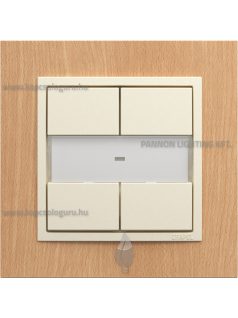   Négyes nyomókapcsoló, törpefeszültségű 50mA, IP20, gyöngyházfehér fedőlappal és Arbore bükk 1-es kerettel - EFAPEL LOGUS 90