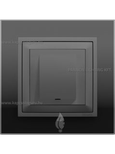   Kábelkivezető 3 vezetéknek és fedőlap, IP20, szürke fedőlappal és Crystal fekete üveg kerettel - EFAPEL LOGUS 90