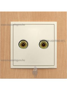   Hangszóró aljzat és fedőlap, IP20, gyöngyházfehér fedőlappal és Arbore bükk 1-es kerettel - EFAPEL LOGUS 90