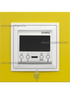   Digitális szobatermosztát, programozható, 16A, IP20, jégfehér fedőlappal és Animato sárga kerettel - EFAPEL LOGUS 90