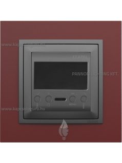   Digitális szobatermosztát, programozható, 16A, IP20, szürke fedőlappal és Animato bíbor kerettel - EFAPEL LOGUS 90