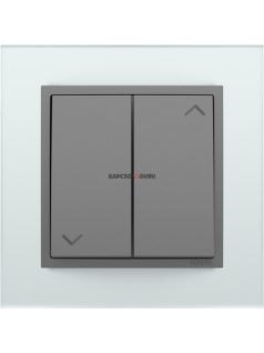   Redőnynyomó fedőlappal, 10A, IP20, szürke fedőlappal és Crystal üveg kerettel - EFAPEL LOGUS 90