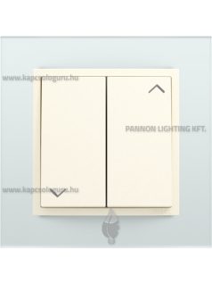   Redőnynyomó fedőlappal, 10A, IP20, gyöngyházfehér fedőlappal és Crystal üveg kerettel - EFAPEL LOGUS 90