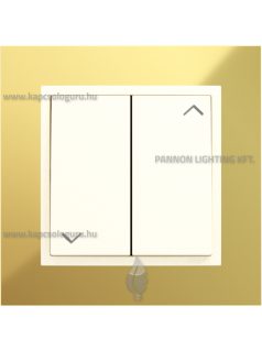   Redőnynyomó fedőlappal, 10A, IP20, gyöngyházfehér fedőlappal és Metallo arany 1-es kerettel - EFAPEL LOGUS 90