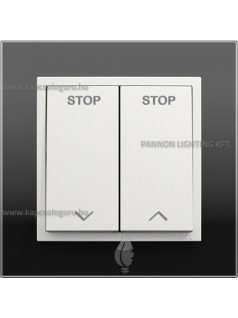   Redőnykapcsoló fedőlappal, 10A, IP20, jégfehér fedőlappal és Crystal fekete üveg kerettel - EFAPEL LOGUS 90