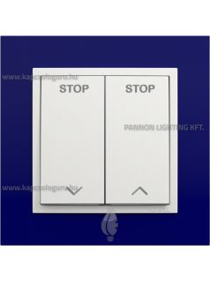   Redőnykapcsoló fedőlappal, 10A, IP20, jégfehér fedőlappal és Animato kék kerettel - EFAPEL LOGUS 90