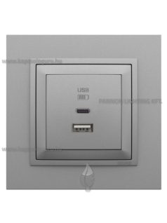   USB A+C töltő aljzat - 3A, IP20, Animato alumínium fedőlappal és 1-es kerettel - EFAPEL LOGUS 90