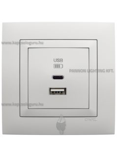   USB A+C töltő aljzat - 3A, IP20, Base fehér fedőlappal és 1-es kerettel - EFAPEL LOGUS 90