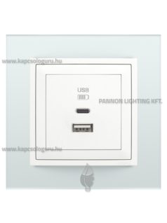   USB A+C töltő aljzat - 3A, IP20, jégfehér fedőlappal és Crystal üveg kerettel - EFAPEL LOGUS 90