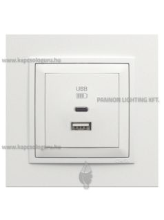   USB A+C töltő aljzat - 3A, IP20, jégfehér fedőlappal és Animato kerettel - EFAPEL LOGUS 90