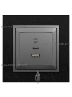   USB A+C töltő aljzat - 3A, IP20, szürke fedőlappal és Petra gránit kerettel - EFAPEL LOGUS 90